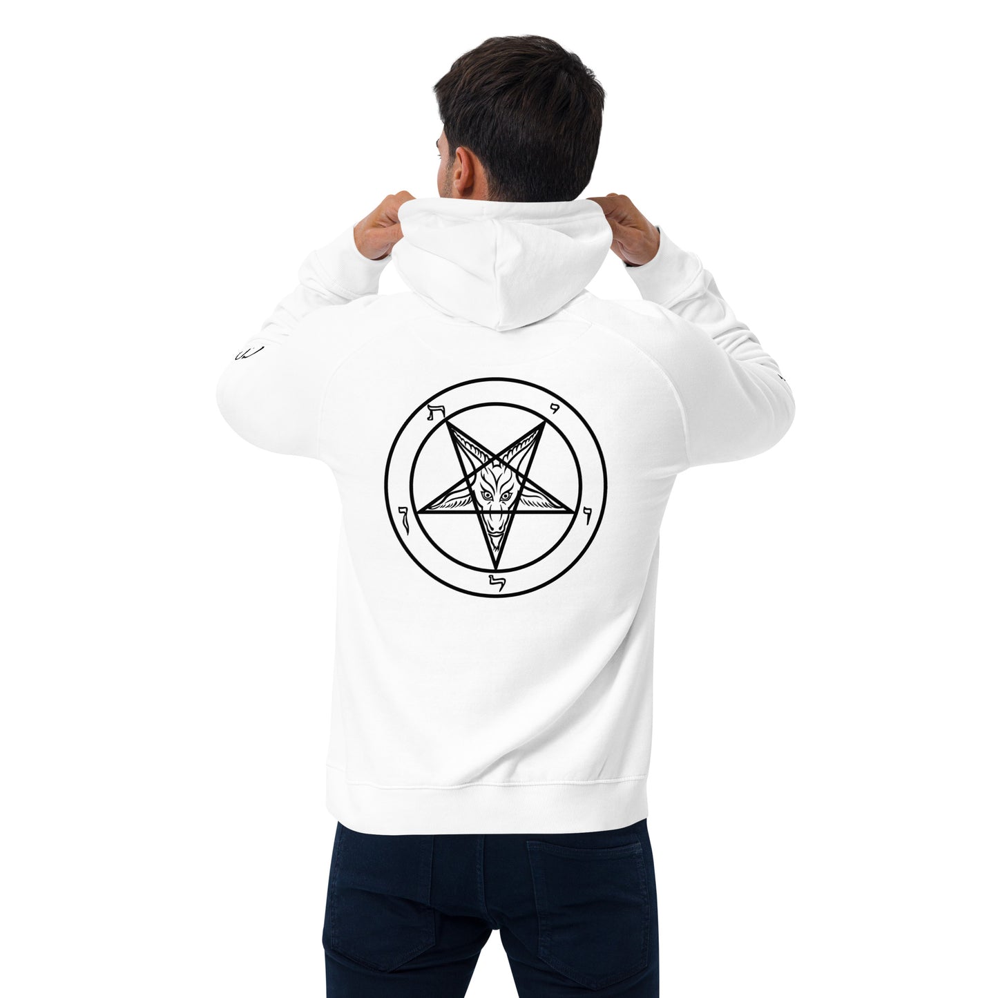 Unisex eco raglan Baphomet hoodie