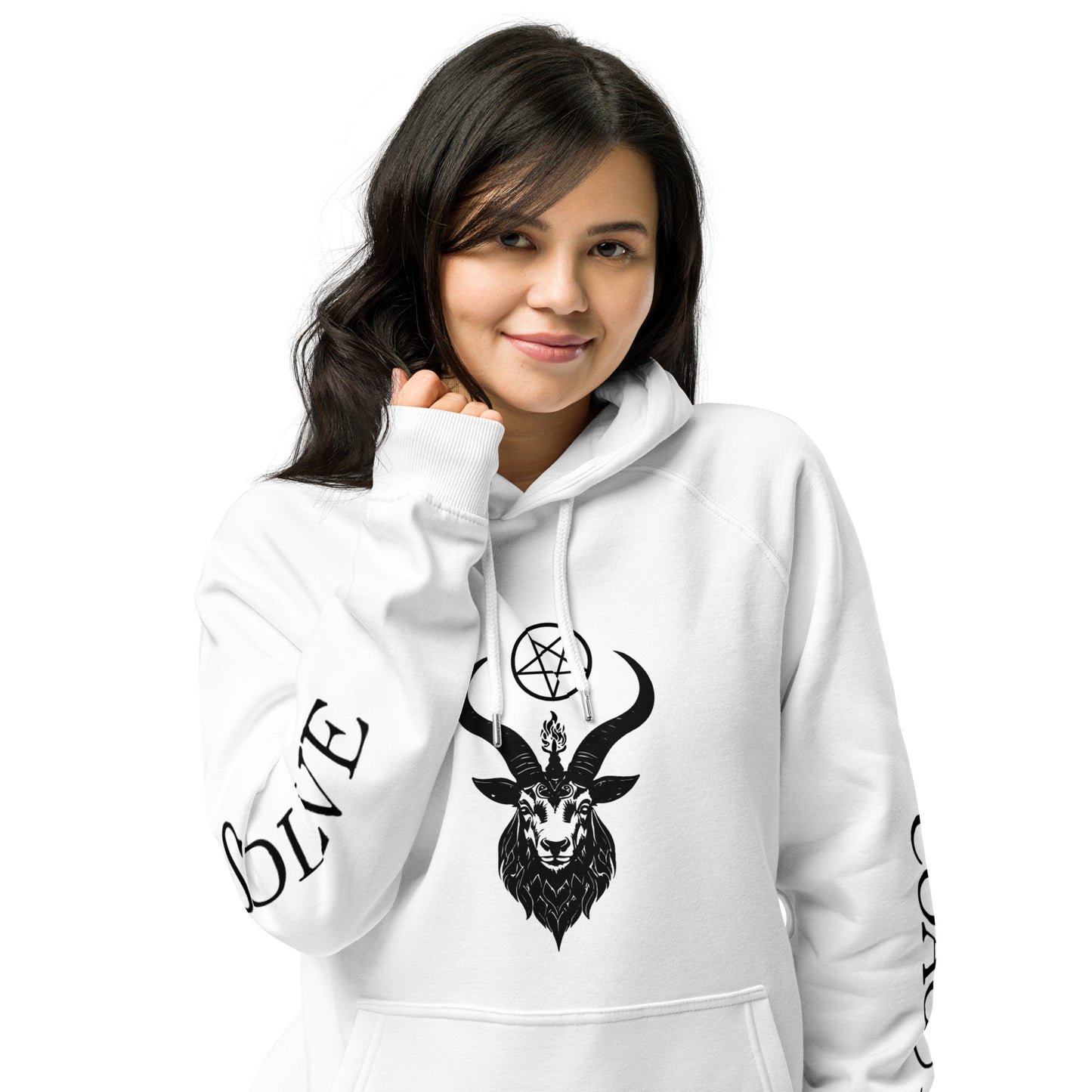 Unisex eco raglan Baphomet hoodie