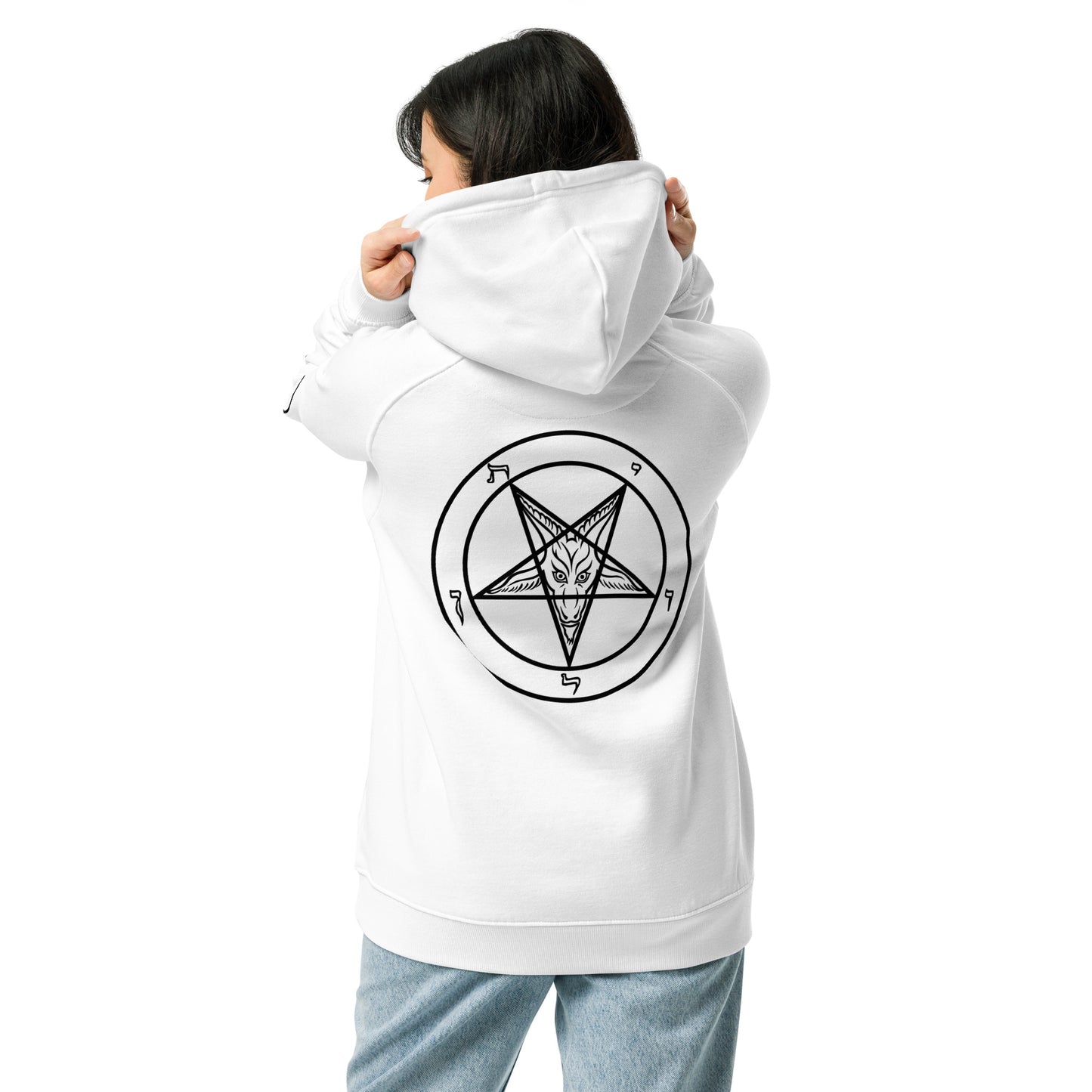 Unisex eco raglan Baphomet hoodie