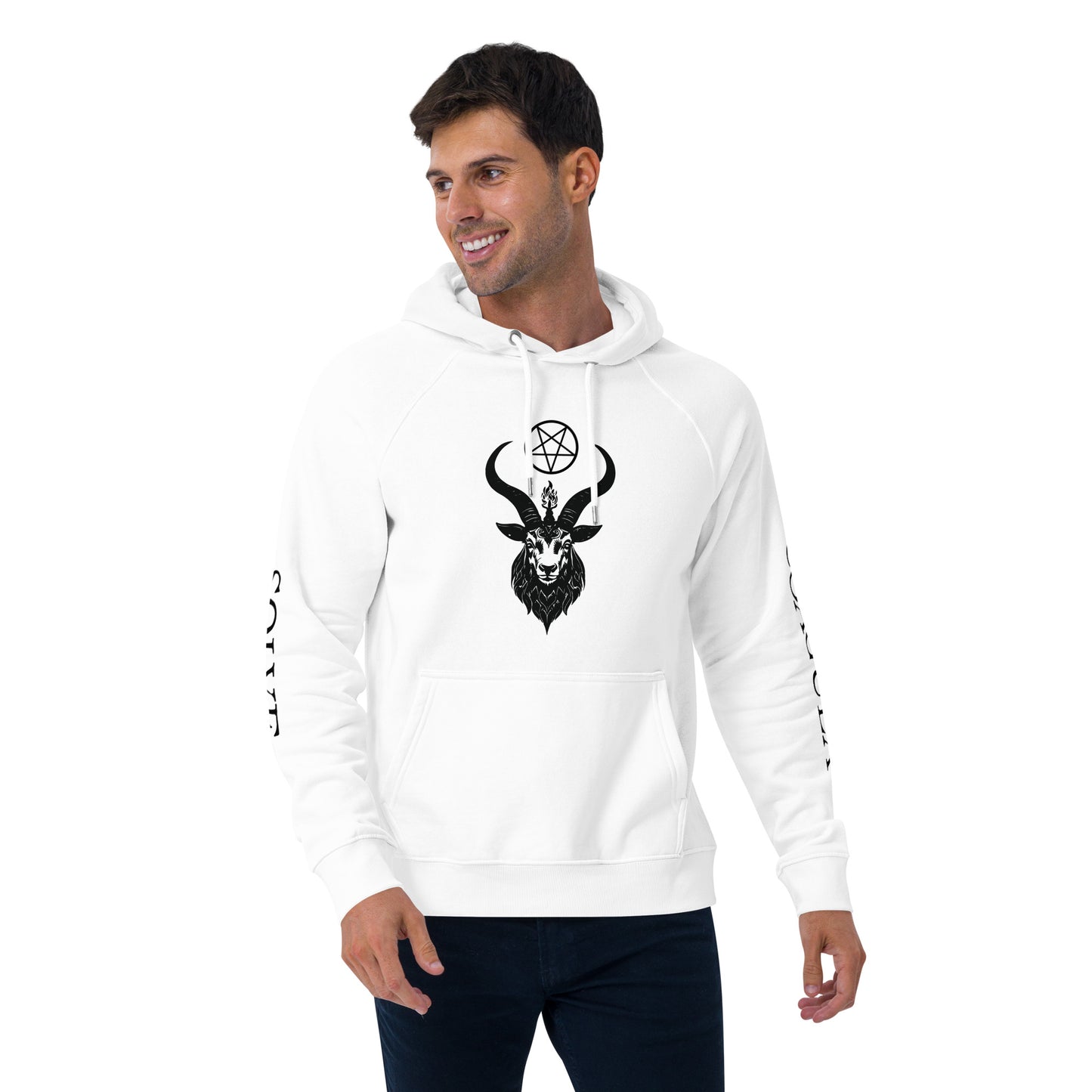 Unisex eco raglan Baphomet hoodie